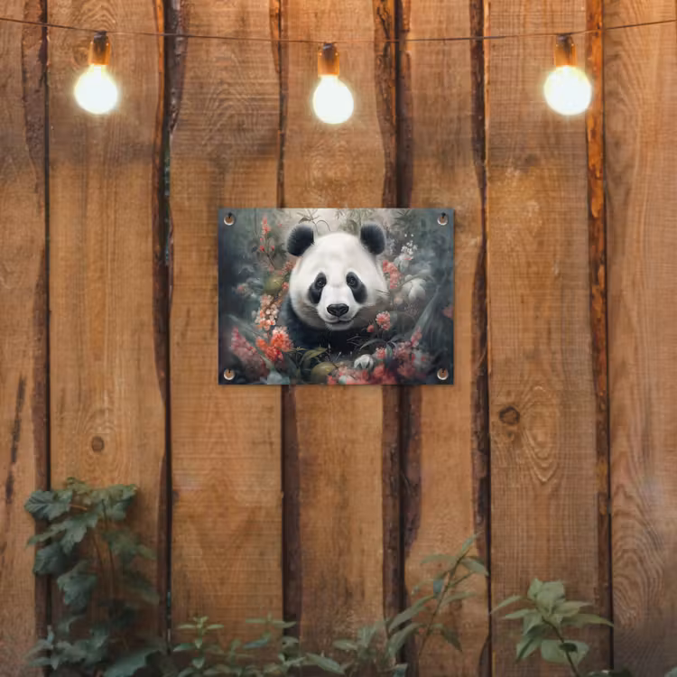 Tuinposter - Panda - Wilde dieren - Bloemen - Natuur — 2