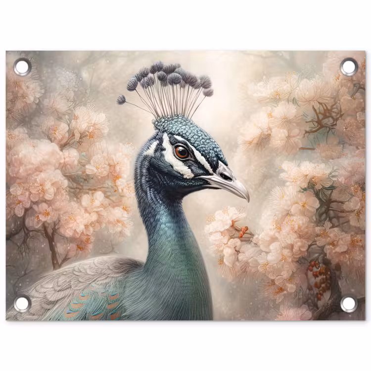 Tuinposter - Pauw - Vogels - Bloemen - Boom - Botanisch — 1