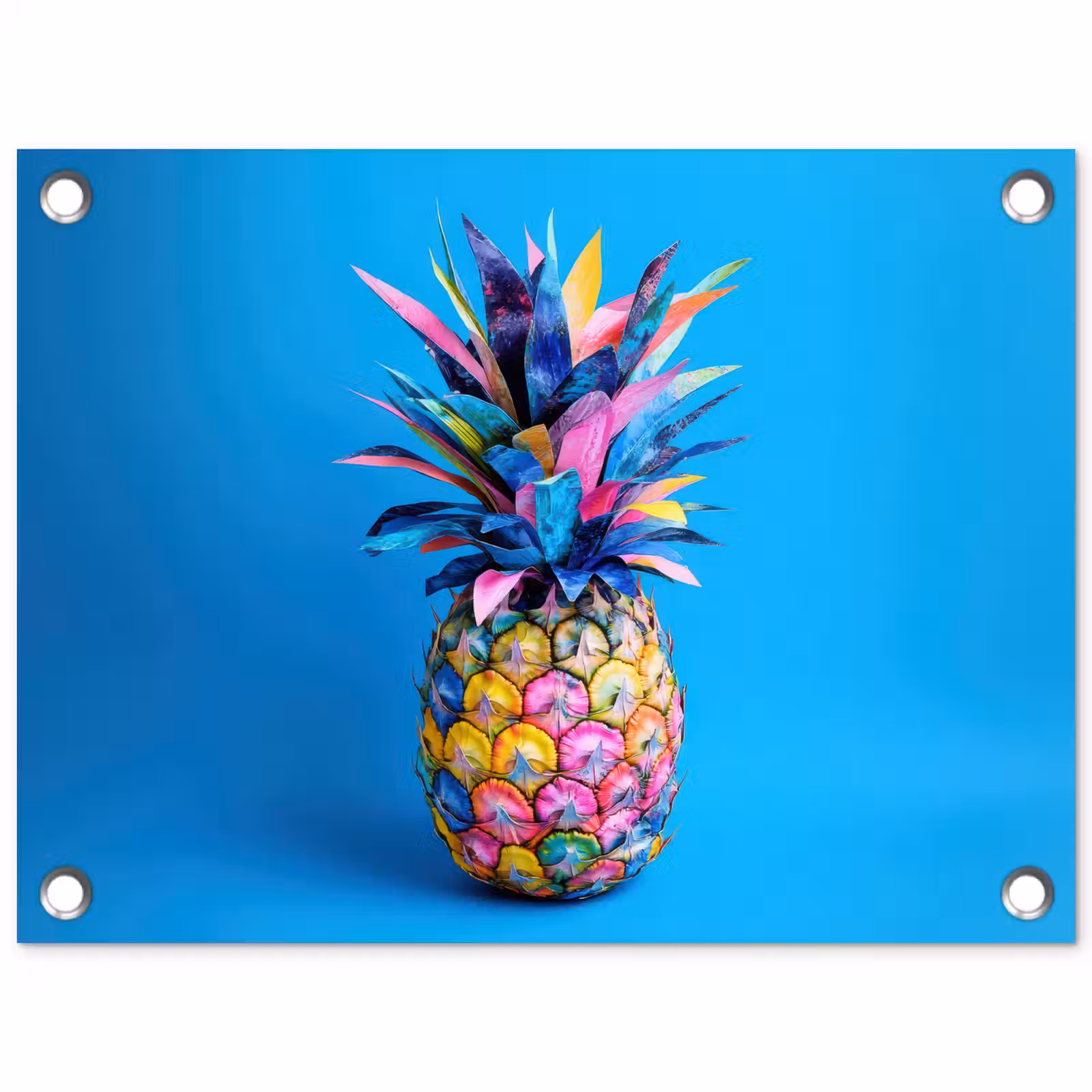 Tuinposter - Ananas - Blauw - Tropisch - Vrolijk — 1