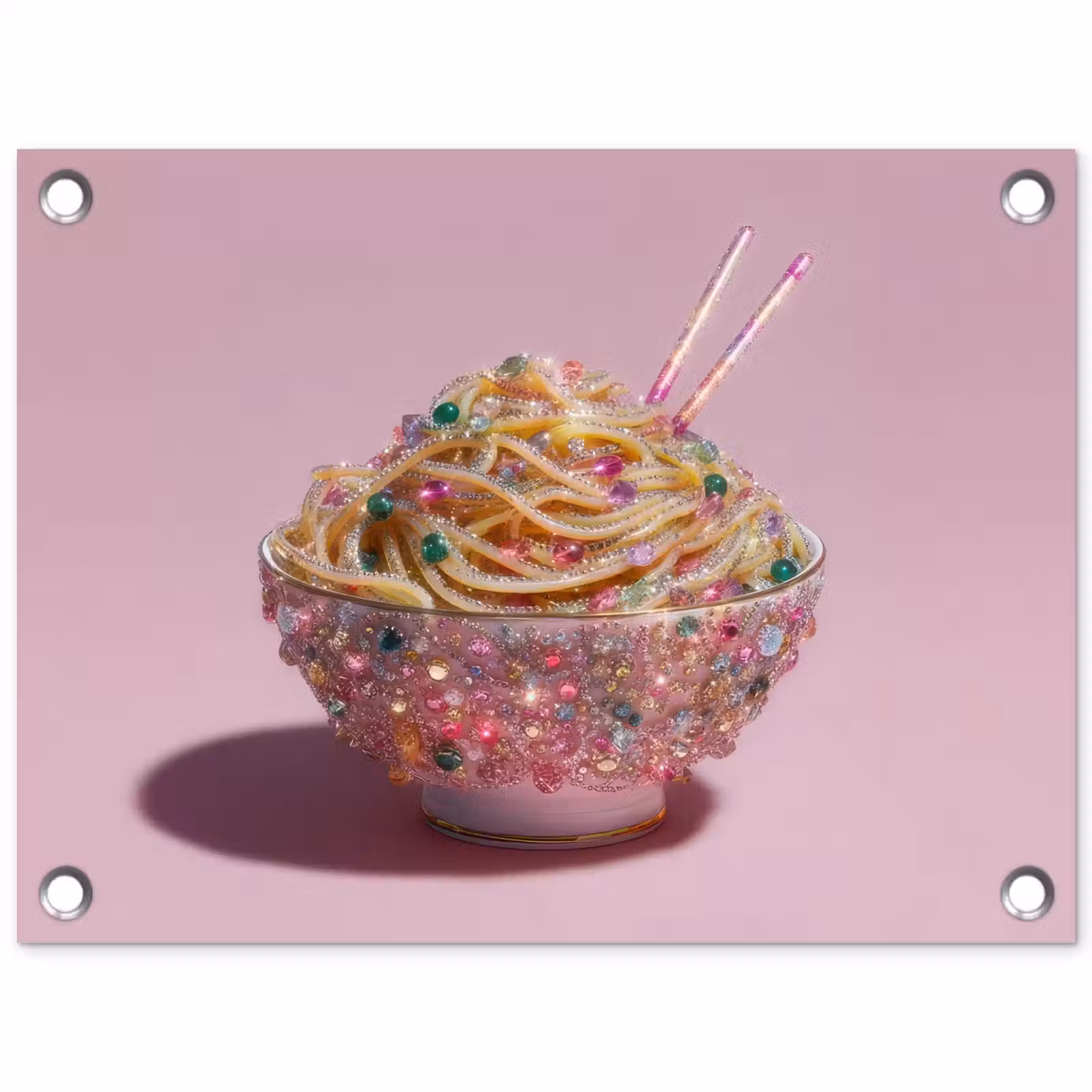 Tuinposter - Noodles - Edelstenen - Stokjes - Roze — 1