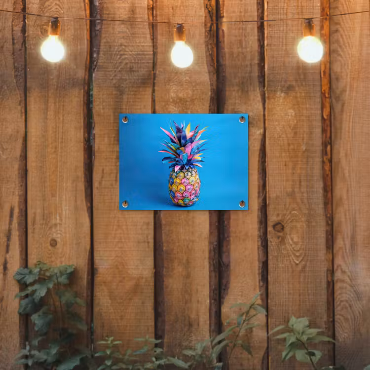 Tuinposter - Ananas - Blauw - Tropisch - Vrolijk — 2