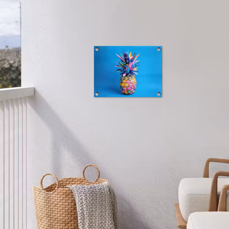 Tuinposter - Ananas - Blauw - Tropisch - Vrolijk — 3