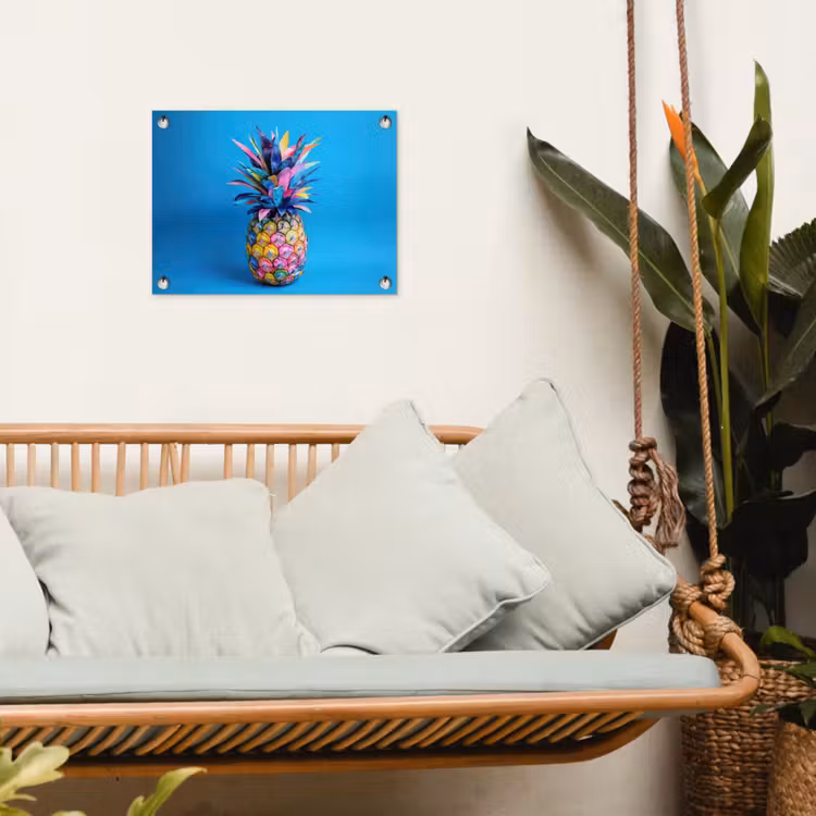Tuinposter - Ananas - Blauw - Tropisch - Vrolijk — 5