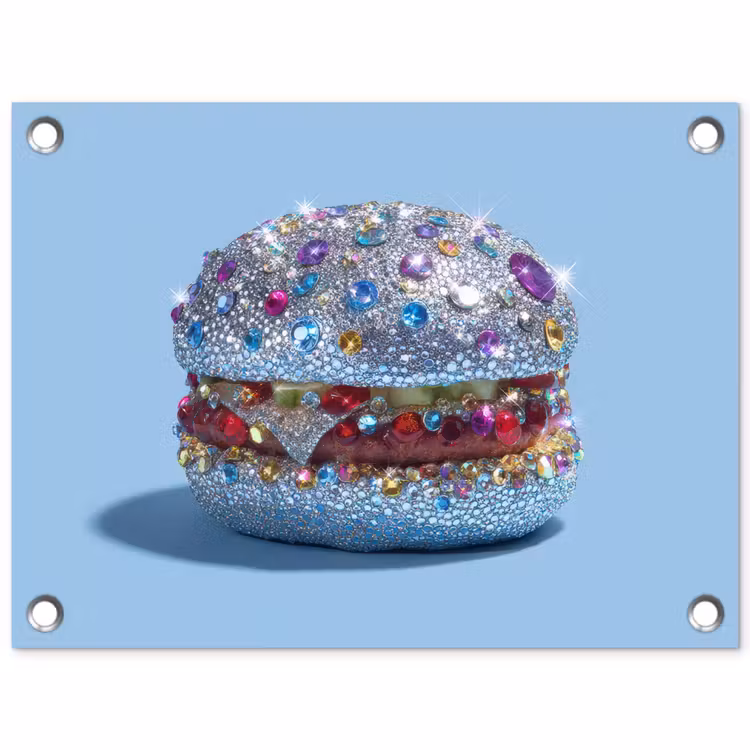 Tuinposter - Glitters - Hamburger - Blauw — 1