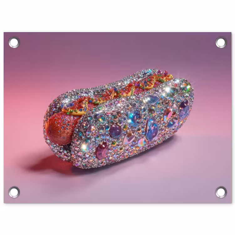 Tuinposter - Hotdog - Steentjes - Glitters - Paars — 1