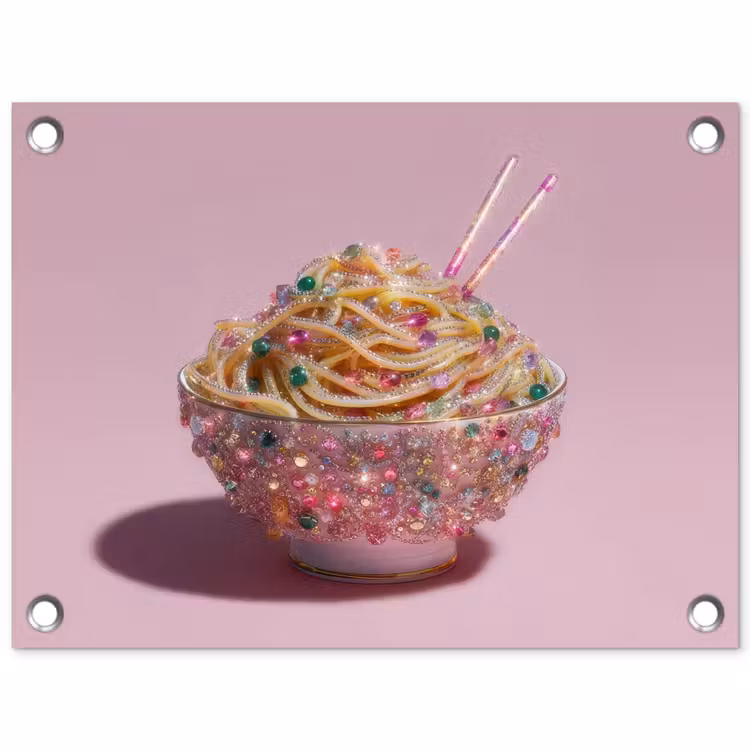 Tuinposter - Noodles - Edelstenen - Stokjes - Roze — 1