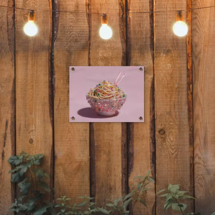 Tuinposter - Noodles - Edelstenen - Stokjes - Roze — 2