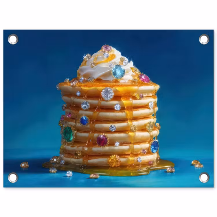 Tuinposter - Pannenkoeken - Steentjes - Glitter - Slagroom — 1