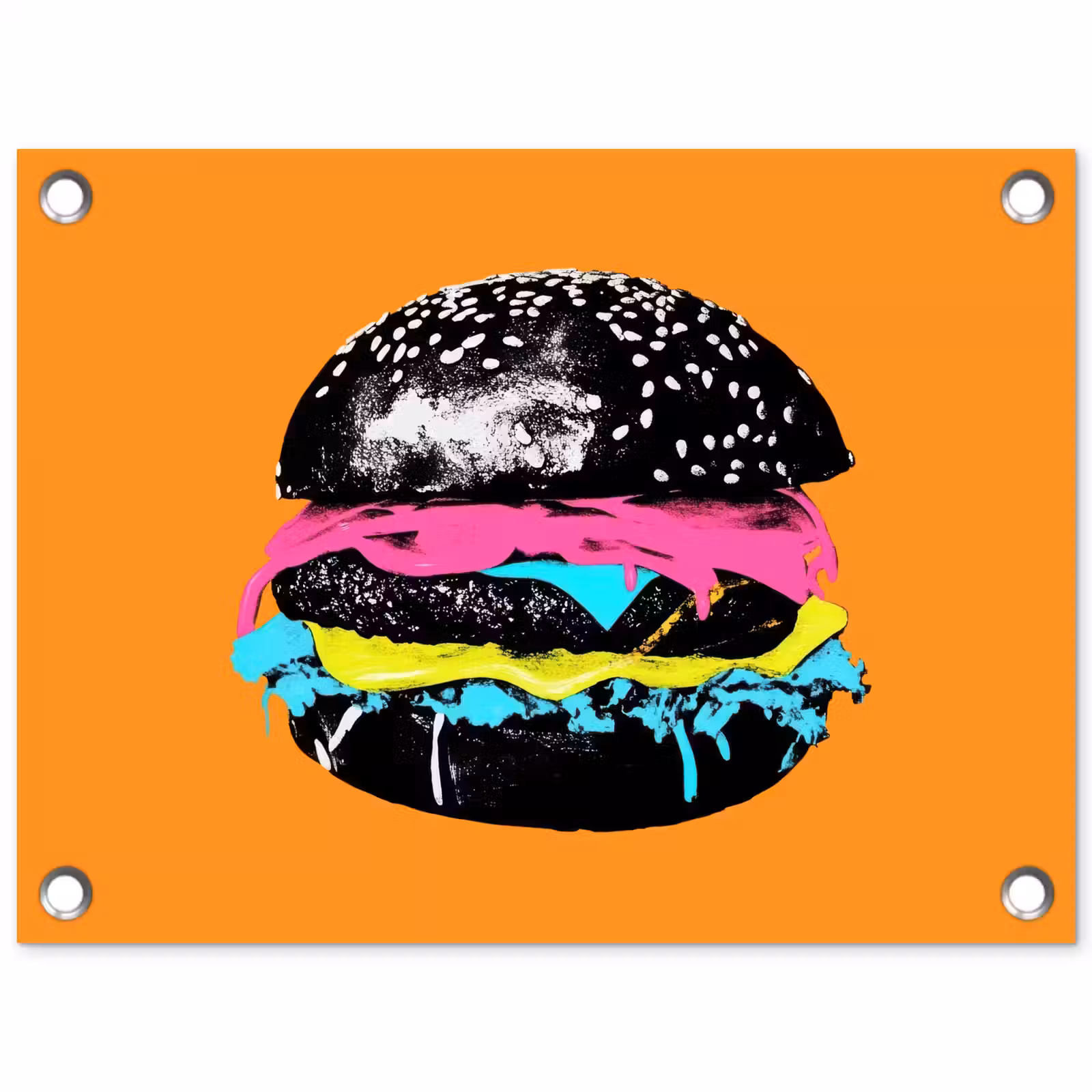 Tuinposter - Hamburger - Oranje - Neon - popart — 1
