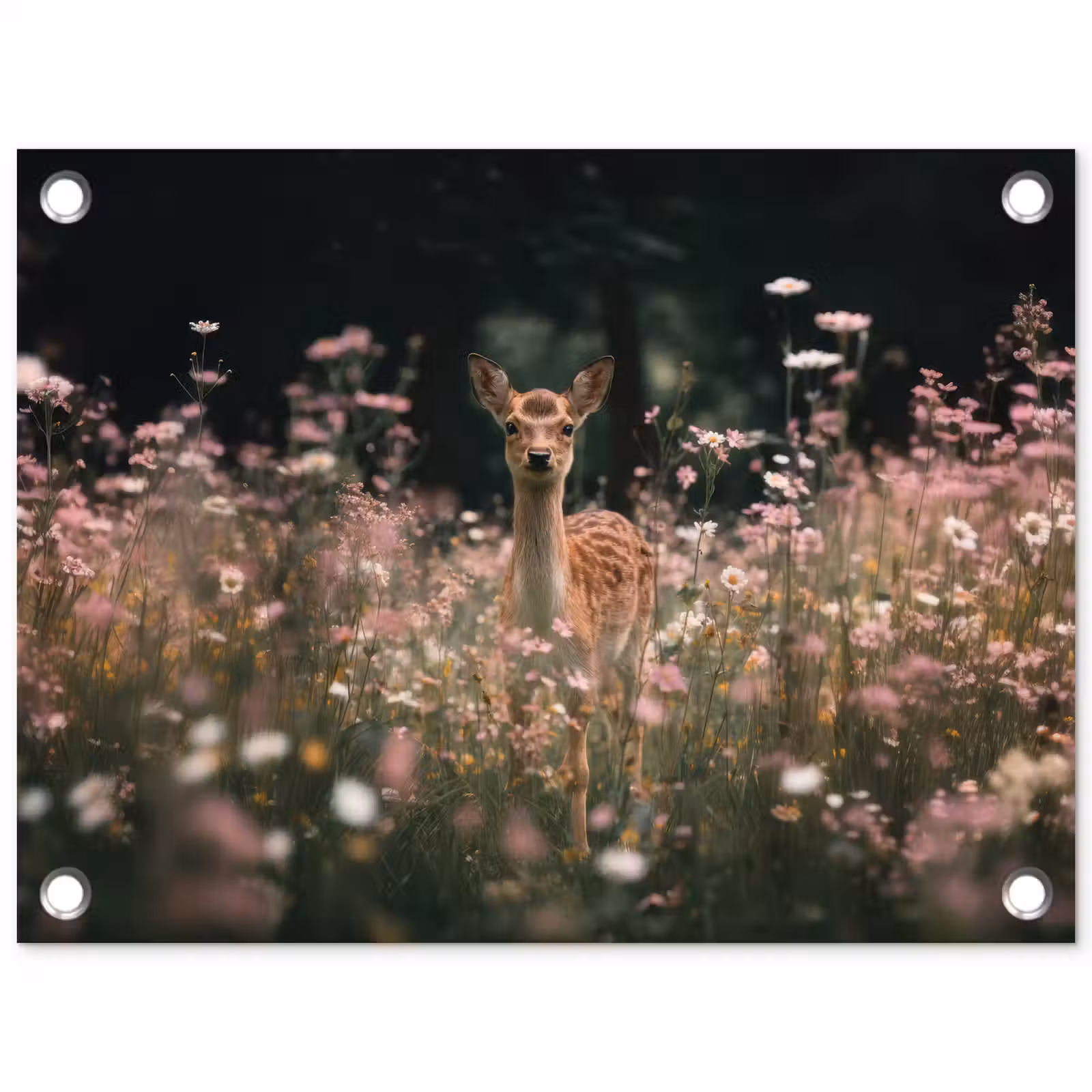 Tuinposter - Hert - Wilde bloemen - Bos — 1