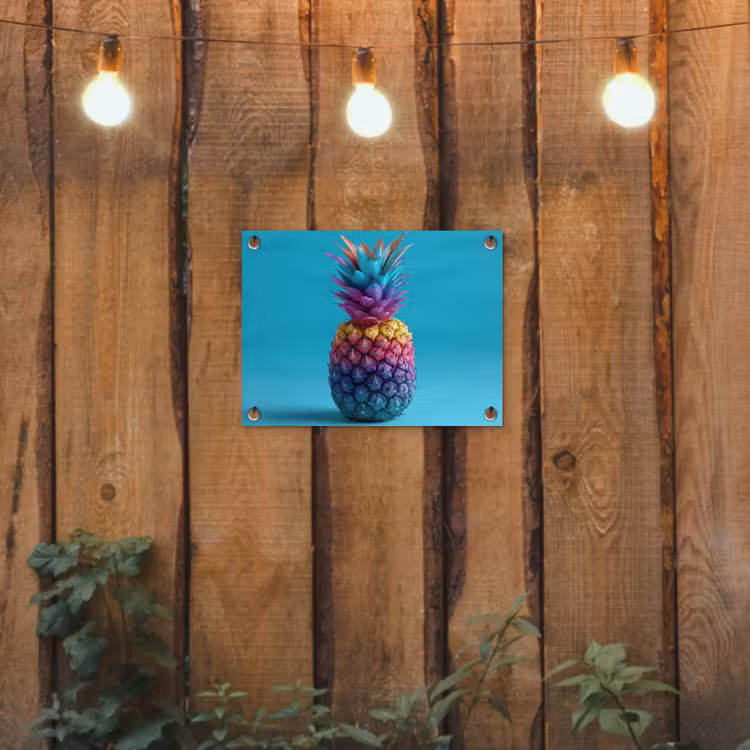 Tuinposter - Ananas - Regenboog - Blauw - Popart — 2