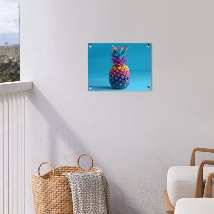 Tuinposter - Ananas - Regenboog - Blauw - Popart — 3