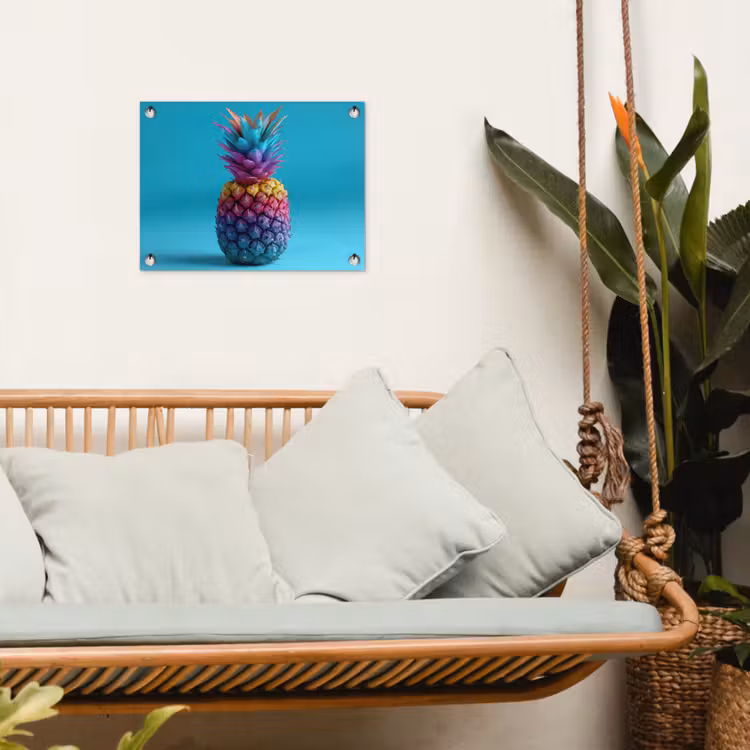Tuinposter - Ananas - Regenboog - Blauw - Popart — 5