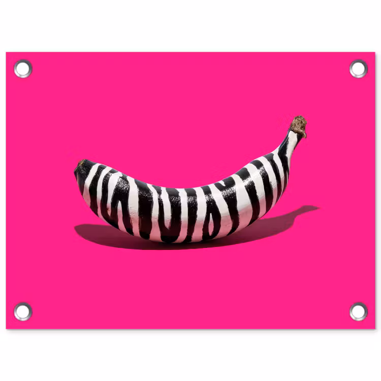 Tuinposter - Banaan - Zebraprint - Roze — 1