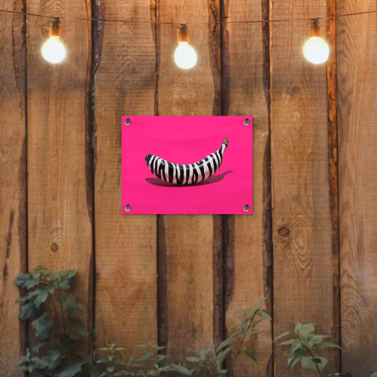 Tuinposter - Banaan - Zebraprint - Roze — 2