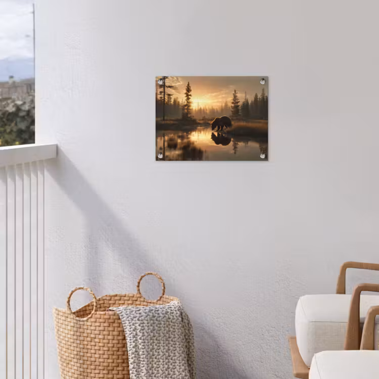 Tuinposter - Beer - water - Bos - Ochtendlicht — 3