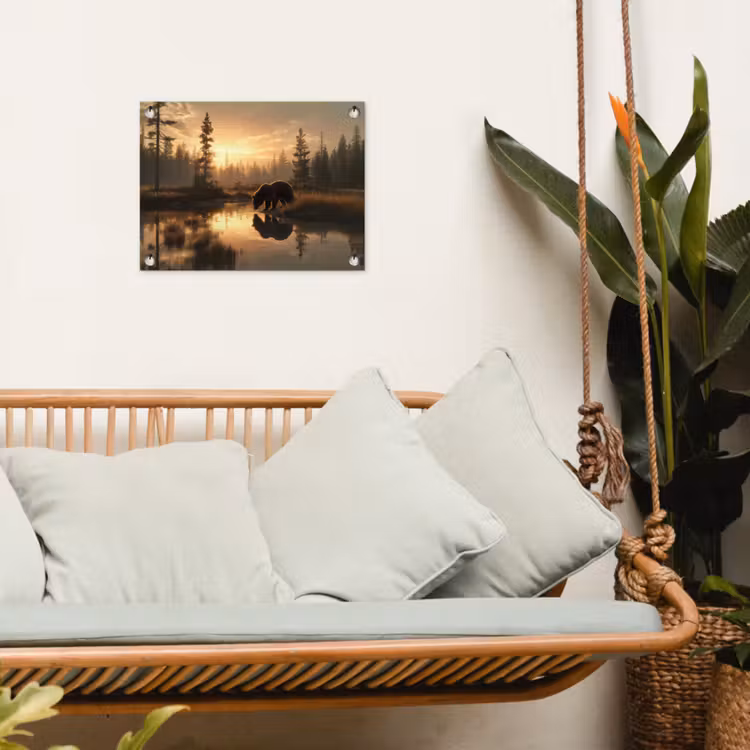 Tuinposter - Beer - water - Bos - Ochtendlicht — 5