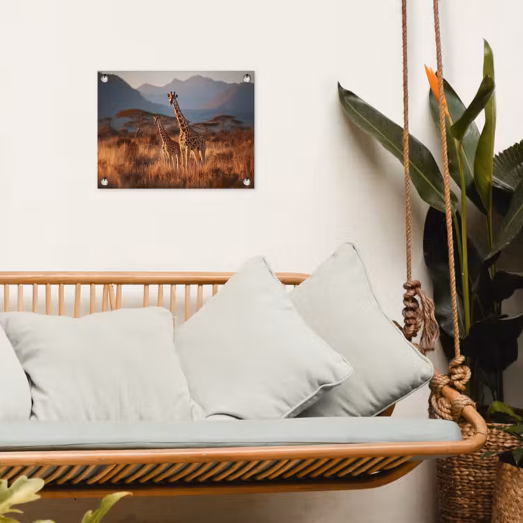 Tuinposter - Giraffen - Hoog gras - Acaciabomen — 5