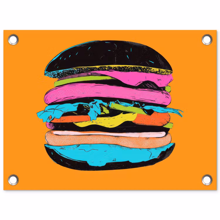 Tuinposter - Hamburger - Kleurrijk - Speels — 1