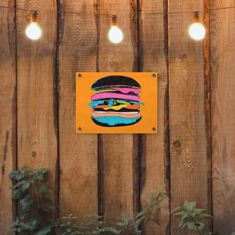 Tuinposter - Hamburger - Kleurrijk - Speels — 2