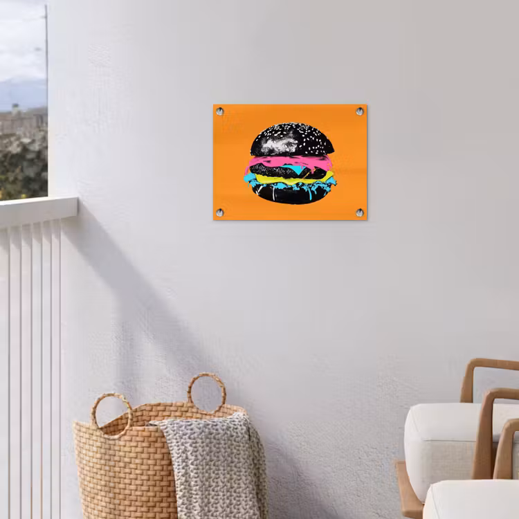 Tuinposter - Hamburger - Oranje - Neon - popart — 3