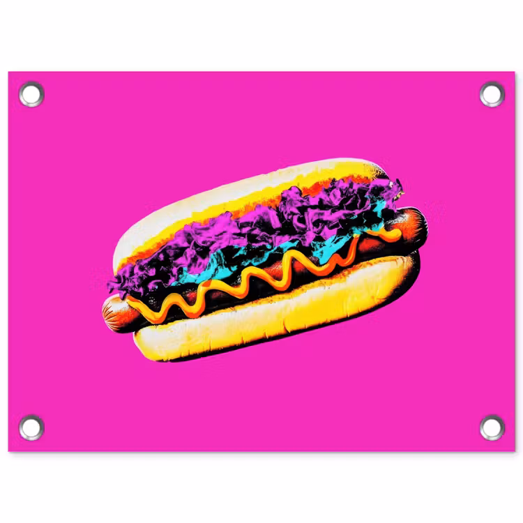 Tuinposter - Hotdog - Roze - Retro — 1