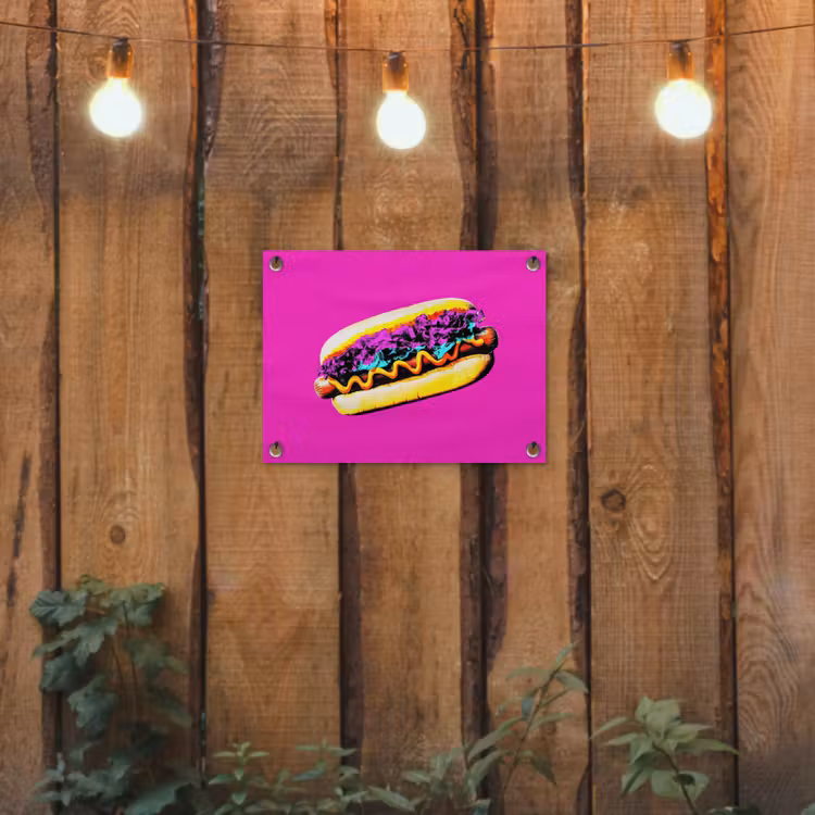 Tuinposter - Hotdog - Roze - Retro — 2