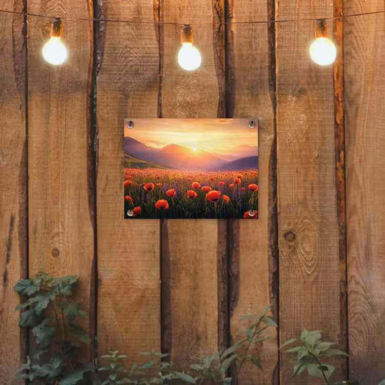 Tuinposter - Landschap - Zonsondergang - Bloemenveld — 2