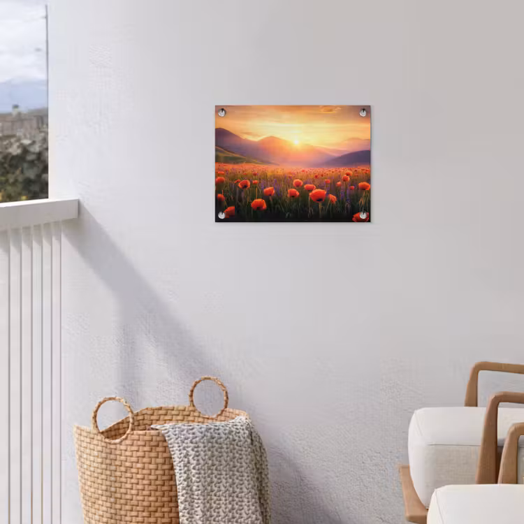 Tuinposter - Landschap - Zonsondergang - Bloemenveld — 3