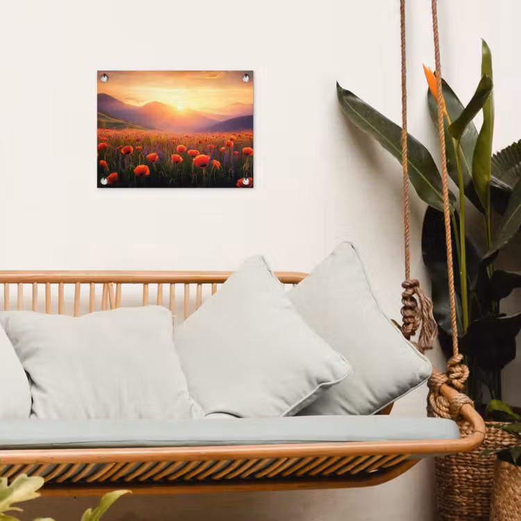 Tuinposter - Landschap - Zonsondergang - Bloemenveld — 5
