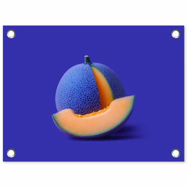 Tuinposter - Meloen - Blauw - Oranje - Kunstzinnig — 1