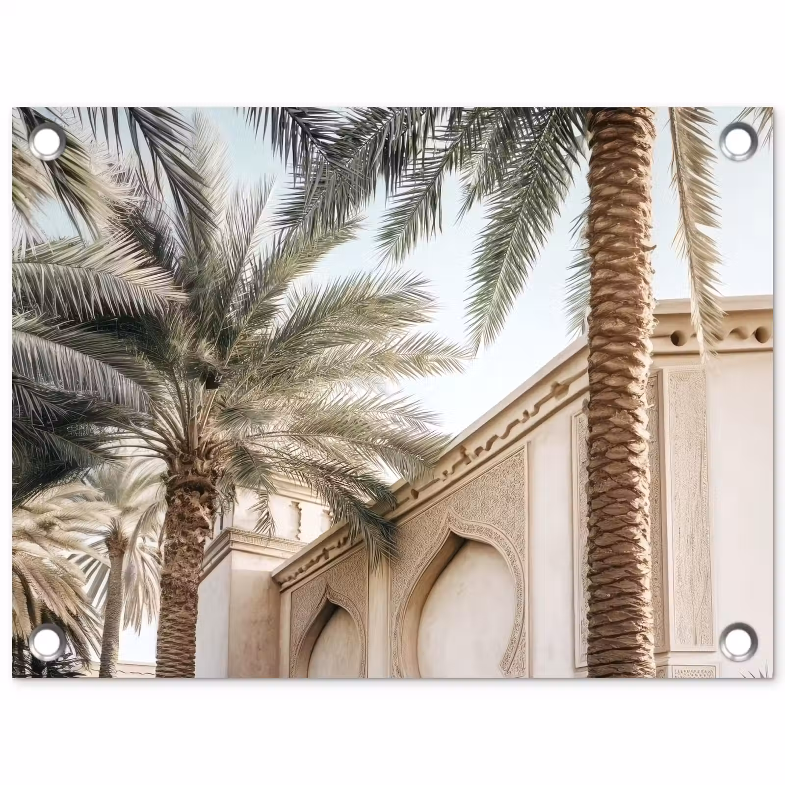 Tuinposter - Gebouw - Palmbomen - Beige - Zon — 1