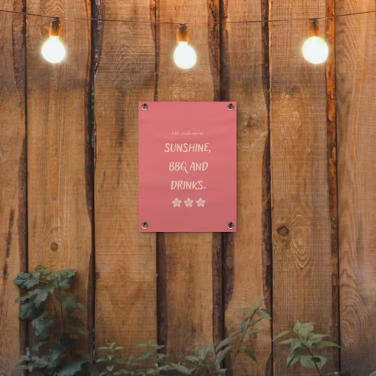 Tuinposter - BBQ - Quote - Roze - Zomer — 2