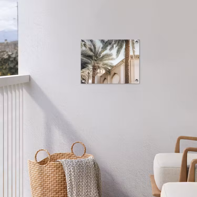 Tuinposter - Gebouw - Palmbomen - Beige - Zon — 3