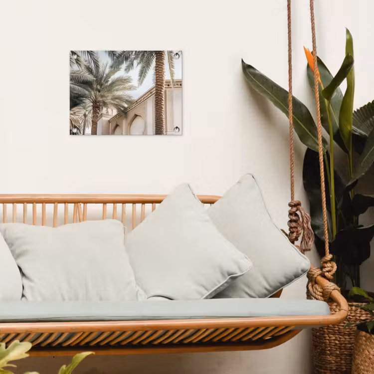 Tuinposter - Gebouw - Palmbomen - Beige - Zon — 5