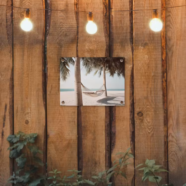 Tuinposter - Hangmat - Palmbomen - Strand - Zee — 2