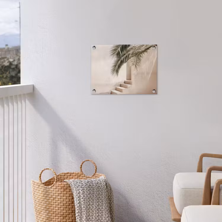 Tuinposter - Palmboom - Schaduw - Trap - Beige — 3