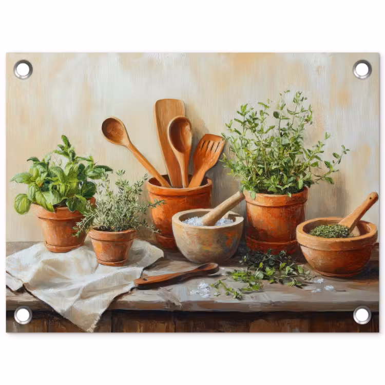 Tuinposter - Potten - Kruiden - Hout — 1