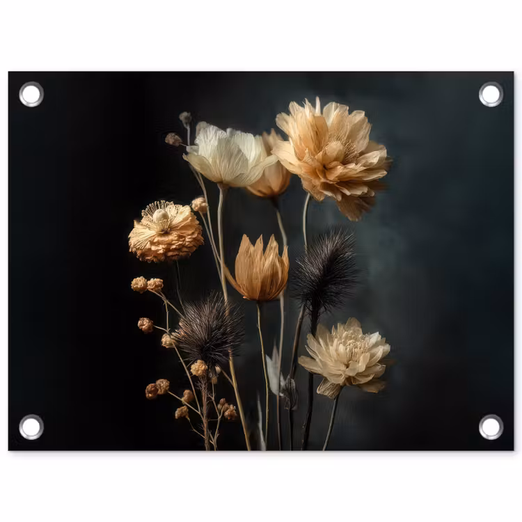Tuinposter - Boeket - Bloemen - Licht - Zwart — 1