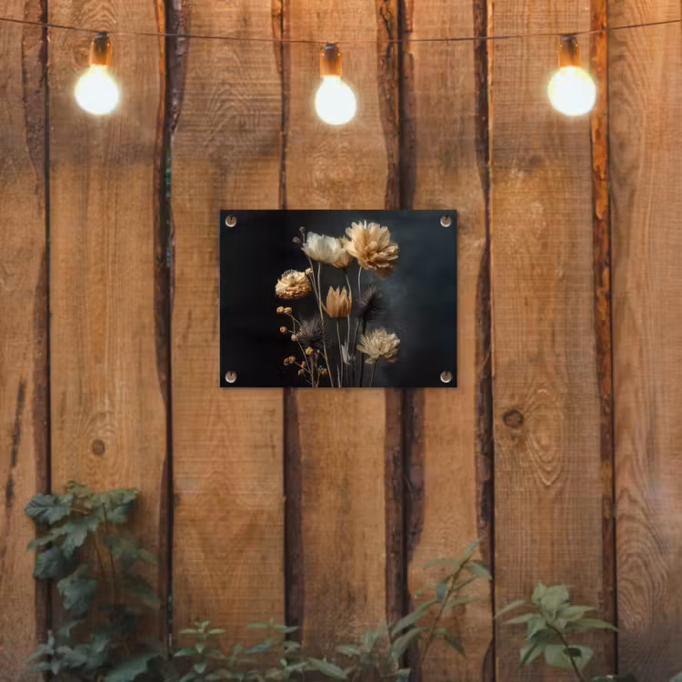 Tuinposter - Boeket - Bloemen - Licht - Zwart — 2