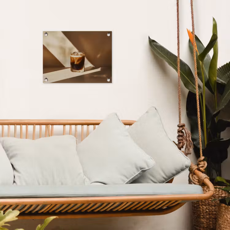 Tuinposter - Glas - Ijskoffie - Schaduw - Bruin — 5