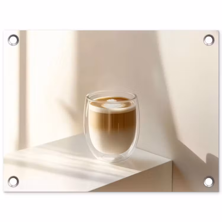 Tuinposter - Mok - Latte - Minimalistisch - Schaduw — 1