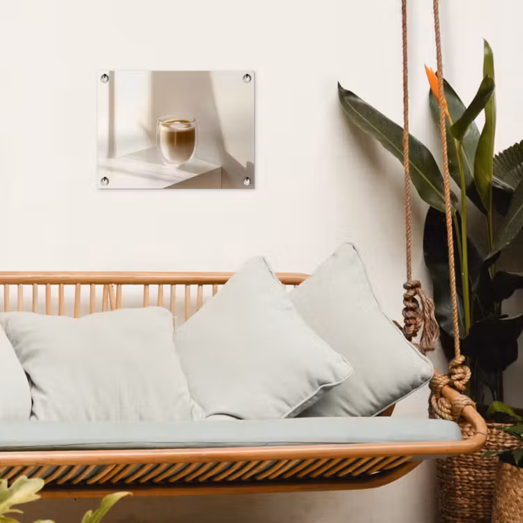 Tuinposter - Mok - Latte - Minimalistisch - Schaduw — 5