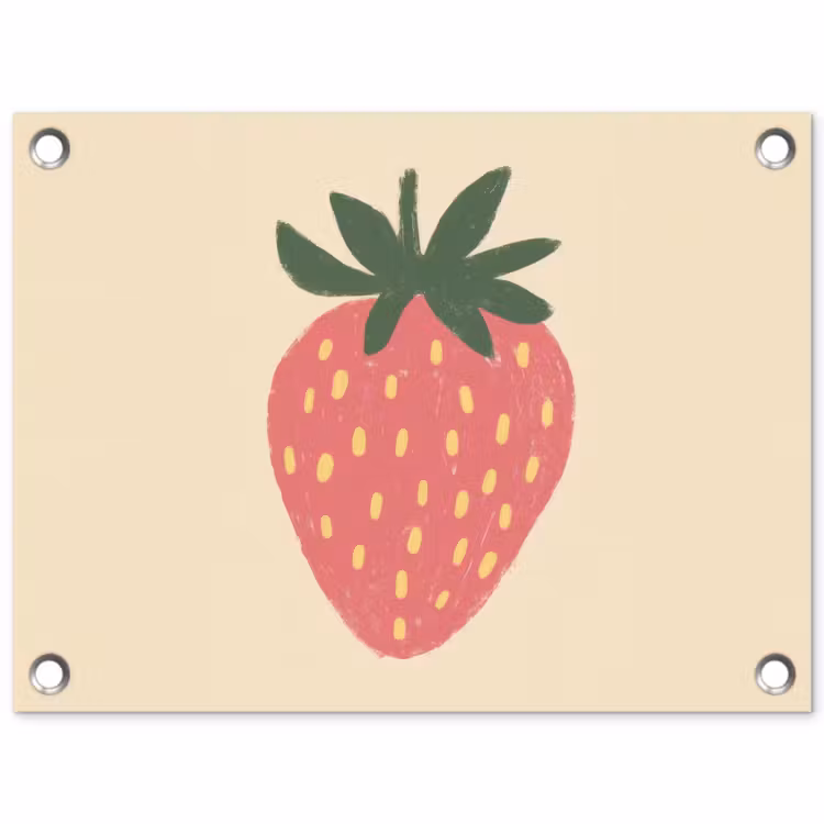 Tuinposter - Aardbei - Minimalistisch - Rood - Fruit — 1
