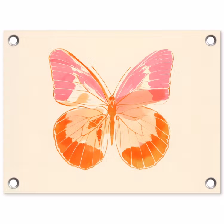 Tuinposter - Oranje - Vlinder - Minimalistisch — 1