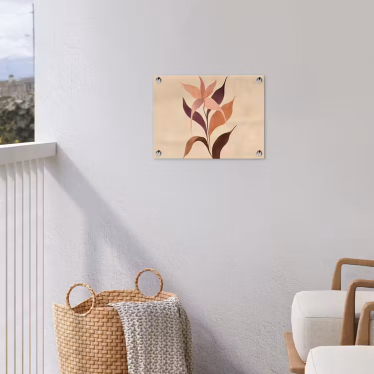 Tuinposter - Minimalistisch - Bloem - Bladeren - Beige — 3