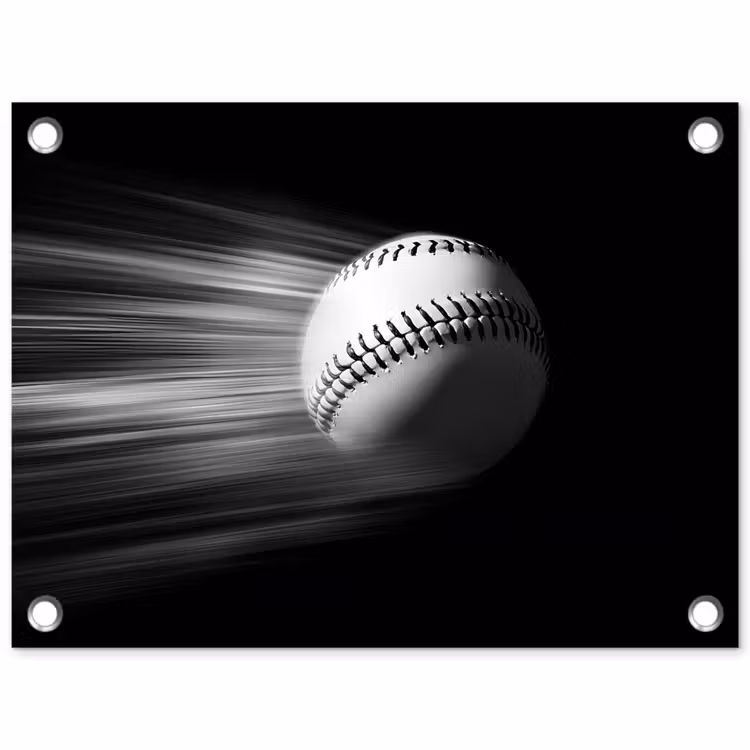 Tuinposter - Honkbal - Wit - Vliegt — 1