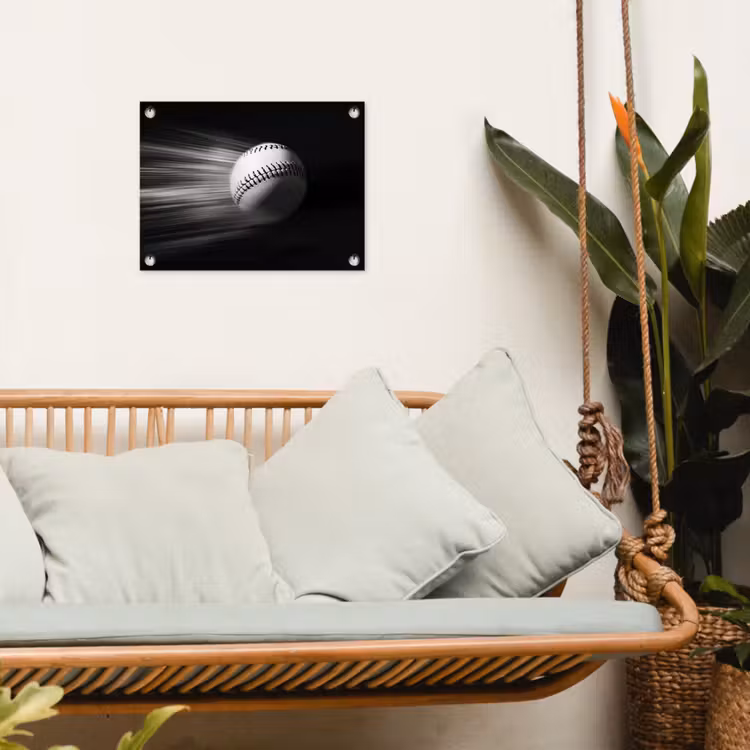 Tuinposter - Honkbal - Wit - Vliegt — 5