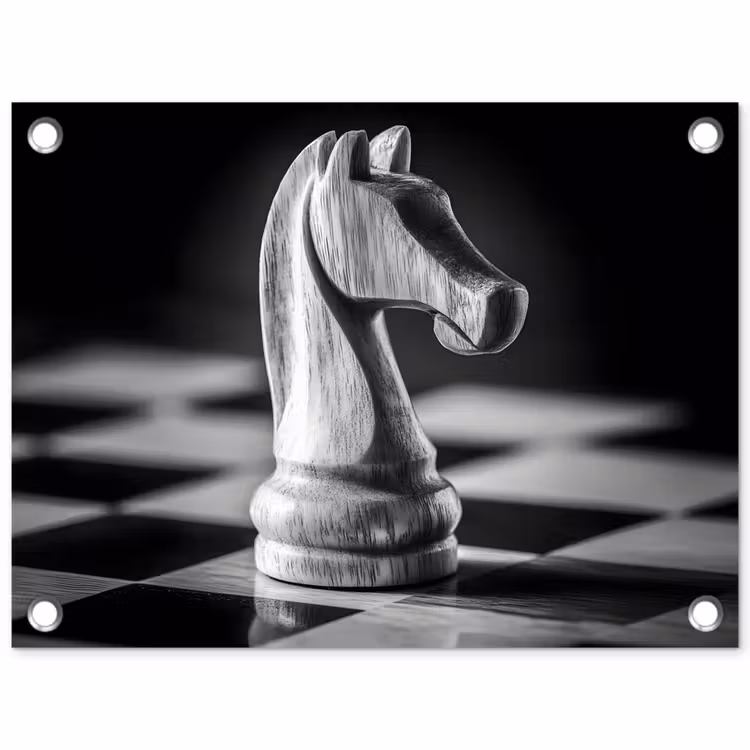 Tuinposter - Paard - Hout - Schaalbord - Zwart — 1