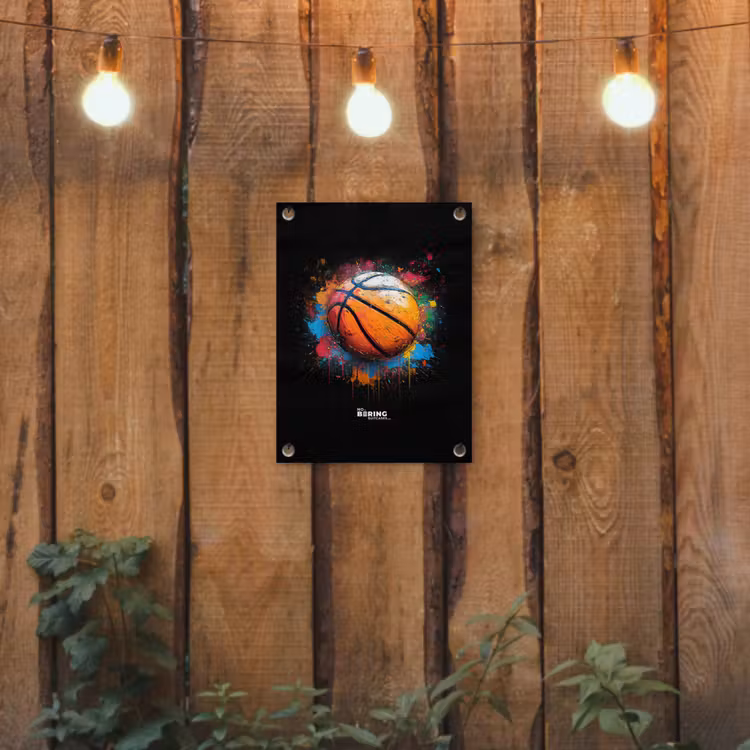 Tuinposter - Oranje basketbal te midden van verfspetters — 2